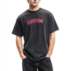 เสื้อยืดผู้ชายทรงหลวมสไตล์วินเทจปี 2026 ยี่ห้อ HSI ขายส่งแบบ OEM  ผ้าคอตตอน ผลิตในปากีสถาน รับสกรีนโลโก้ตามแบบ - Product Image 4