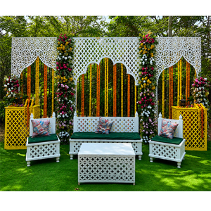Decoración Moderna para Ceremonia Haldi de Boda al Estilo Árabe, Último Modelo de Mehraab, Marcos Blancos Cortados con Láser, Paneles Metálicos para Fondo, Gran Venta - Product Image 1