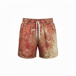 Premium Quality Eco-Friendly Breathable Quick Dry Anti-UV 100% Polyester Sublimation Printed <b>Elastic</b> Waist Mesh Shorts - Product Image 5