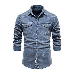 เสื้อเชิ้ตยีนส์ทรงคลาสสิคแบบใหม่ แขนยาว สวมใส่สบาย ดีไซน์ทันสมัย เหมาะสำหรับผู้ชาย - Product Image 1