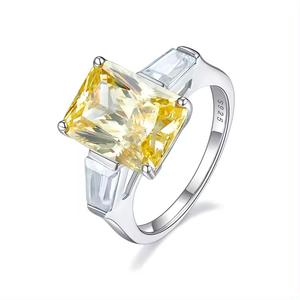 Bague de luxe Master Stone Faux diamant jaune Bague de luxe en argent 925 Zircon Bijoux pour femmes - Product Image 1