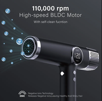 Sèche-cheveux électrique professionnel haute vitesse 110000 tr/min 1800W à moteur DC sans balais ionique avec diffuseur, idéal pour salon, hôtel et usage domestique