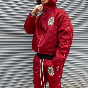 Conjunto de Sudadera con Capucha y Pantalones Deportivos Holgados con Cremallera para Hombre, Tallas Grandes, Estilo Urbano - Product Image 3