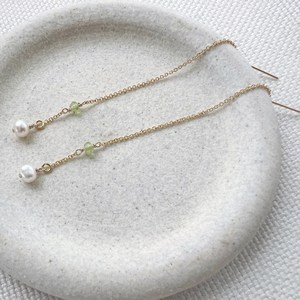 Peridot and Pearl Drop <b>Earrings</b> August Birthstone June Birthstone Dainty Elegant <b>Earrings</b> for Women Handmade Gift - Product Image 2