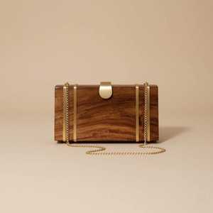 Bolso de Mano Tipo Clutch de Madera Natural Ecológica, Diseño Patchwork, Hecho a Mano, Moderno, para Eventos Nocturnos, Accesorio de Boda - Product Image 1