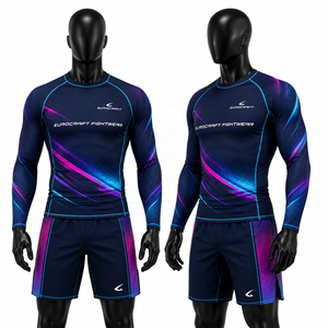 Men's MMA <b>Compression</b> <b>Shirts</b> Tops Fight Kit Sublimation Printed Spandex/Polyester Seamless Quick Dry Stretch Slim Athletic Wear - Product Image 1
