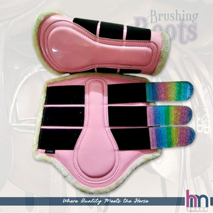 Bottes d'équitation antichoc en similicuir premium, doublées de fourrure douce et rembourrées, avec sangles Velcro à paillettes, équipement d'équitation - Product Image 6