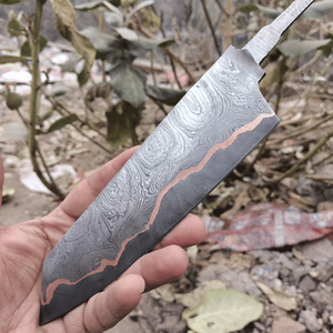 Cuchillo de chef de acero de Damasco con mango de madera, hoja de cocina personalizada con punta caída, cuchillo de espiga completa para fabricación de cuchillos, venta al por mayor EE. UU. Europa - Product Image 1