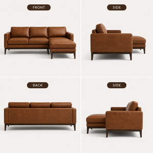 Classic Traditional Genuine Leather Sectional Modular <b>Sofa</b> with Chaise for Living Room Hotel Villa Durable Upholstered Furniture - Product Image 4