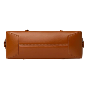 Sac cylindrique en cuir marron de luxe, bandoulière réglable, design vintage tendance, motif géométrique, doublure en polyester, fermeture éclair - Product Image 3