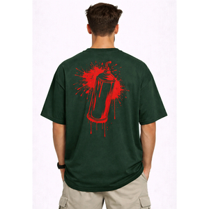 Premium Mens Graphic Back Print T Shirt Casual Short Sleeve Cotton Tee Featuring Bold Spray <b>Paint</b> Design On Back For Modern - Product Image 2