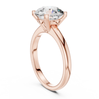 Anillo de compromiso clásico de moissanita chapado en oro de 14K con corte redondo y engaste de púas para mujer, ideal para fiestas.