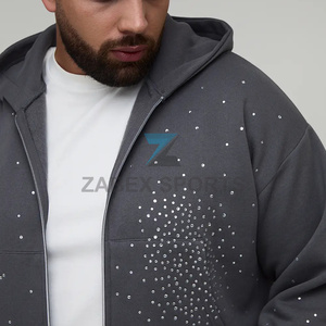 Sweat-shirt à capuche pour homme avec design en strass, fournisseur en gros ZABEX SPORTS, sweat-shirt en strass personnalisé de qualité supérieure - Product Image 1