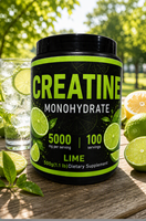 Créatine Monohydrate Personnalisée OEM 500g en Poudre Saveur Citron Vert, 5000mg Pure Micronisée, Vente en Gros, Votre Marque & Votre Étiquette