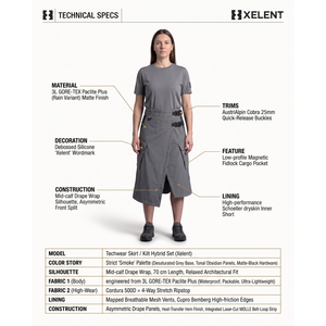 Jupe tactique OEM personnalisée Techwear 3L GORE-TEX imperméable, jupe-culotte asymétrique drapée, poches cargo - Product Image 5
