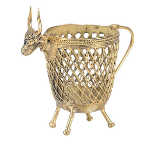 Pot à stylos et crayons promotionnel en laiton, design 'Horse Basket', produit de bureau - Product Image 6