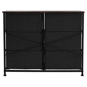 Cassettiera a 3 livelli con 6 cassetti in tessuto a facile apertura, struttura in metallo e piano in legno, mobile contenitore per appartamento, cameretta, corridoio - Product Image 5