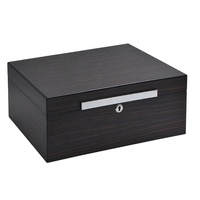 Boîte à cigares personnalisée haut de gamme grande capacité, en bois de pin exquis, humidor laqué avec plateau en bois de cèdre VOLENX WLH-0545 Noir