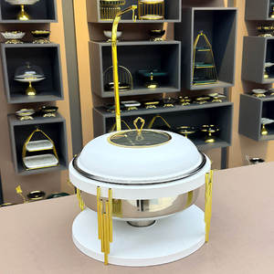 Gold Rectangular Chafing Dish Stainless Steel <b>Roll</b> Top Buffet Food Warmer with Glass Window for Hotel Catering - Product Image 6