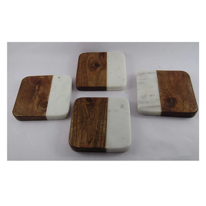 Eco-Friendly Home Utility <b>Marble</b> <b>Coaster</b> Set Durable Rectangle Natural Stone Modern Design-Washable - Product Image 2