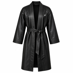 Unisex Genuine Leather <b>Robe</b> <b>Coat</b> | Black Brown Camel | OEM ODM Manufacturer | Premium Quality Design | Leather Wear | - Product Image 1