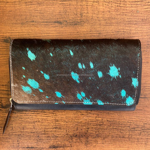 Gran oferta de carteras metálicas con solapa de cuero genuino para mujer, billetera con tarjeta de crédito de piel de vaca occidental, bolso de mano de lujo para teléfono - Product Image 2