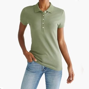 Camiseta Polo para Mujer de Color Único, Fabricante, Logotipo Personalizado, Algodón Piqué, OEM, ODM, Precio al por Mayor - Product Image 1