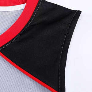 Ensemble de maillots de basket sans manches pour hommes, gris, noir, rouge, couleurs contrastées, polyester respirant, coupe athlétique toutes saisons - Product Image 3