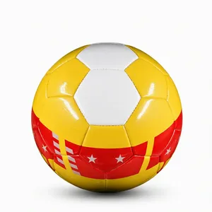 Balón de fútbol con logo personalizado, tamaño 4, 5, cosido a máquina, diseño de estrellas amarillas y negras, para entrenamiento de club, venta al por mayor. - Product Image 4