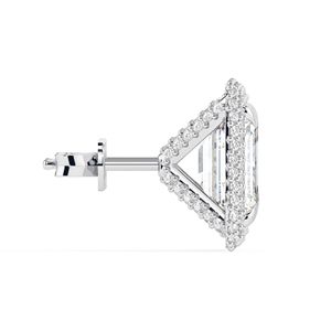 Pendientes de Aro con Doble Halo Oculto y Moissanita Corte Esmeralda, Elegantes para Compromiso, para Mujer - Product Image 6