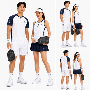 Ensemble de vêtements de sport unisexe personnalisé pour la vente en gros : T-shirt et short respirants, anti-humidité et à séchage rapide pour le pickleball - Product Image 4