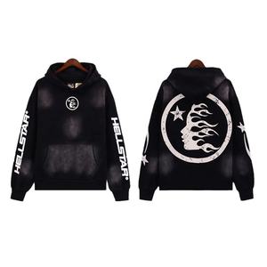 Sweat à capuche unisexe OEM style streetwear, personnalisé, brodé, délavé à l'acide, effet soleil, en molleton de coton épais 500 GSM, avec poche et motif graphique, coupe décontractée - Product Image 3