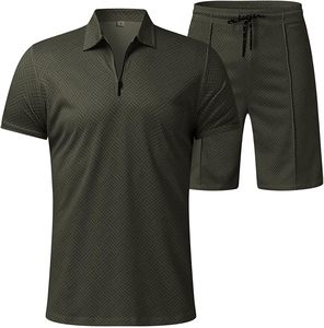 Pantalones Cortos Deportivos de Secado Rápido con Estampado Geométrico Verde Oscuro para Hombre, Ropa Casual de Verano - Product Image 1