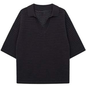 Polo de punto texturizado para hombre, color carbón, de manga corta, estilo casual, holgado, para verano, a la moda, OEM - Product Image 1