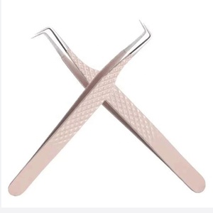 Pince à épiler professionnelle pour extensions de cils, nouvelle conception, volume, en acier inoxydable, à bout rond classique - Product Image 1