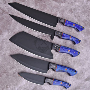 Top New Custom Handmade Chef <b>Knife</b> J2 Stainless Steel Powder Coated <b>Sharp</b> Blade Modern Kitchen <b>Knives</b> <b>Set</b> w/ Pakkawood Handle - Product Image 4