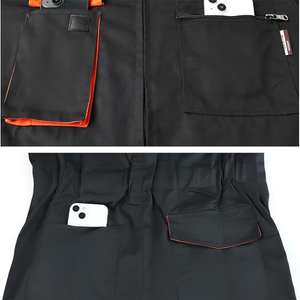 Summer Work <b>Clothes</b> Breathable Polyester Mechanic Electrician Workwear Black Cotton Orange Trim Resistant Mechanic Uniform - Product Image 4