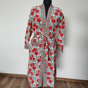 Hand Block Print Cotton Kimono <b>Robe</b> Dressing Gown Women Cotton <b>Robe</b> <b>Beach</b> Wear For Women Gift For Her - Product Image 3