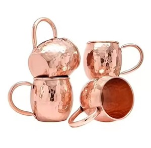 <b>Set</b> of 4 Glossy Polished Finished 2026 Best Selling Copper <b>Mug</b> with hammered design - Product Image 1