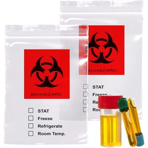 Pack 100 Biohazard 3 Wall Specimen <b>Bags</b> 8 X 10 Clear Zipper Attached Document Pouch 2 Mil Thickness Tear Pouches <b>Medical</b> <b>Bags</b> - Product Image 1