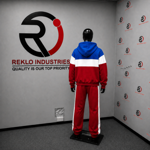 <b>Men</b>’s Red Blue <b>White</b> Color Block Tracksuit Premium Pullover Hoodie And <b>Jogger</b> Pants Set Casual Streetwear Athletic Sports Outfit - Product Image 4