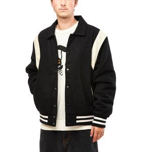 Chaquetas de béisbol de lana personalizables con rayas en los hombros, chaqueta universitaria para hombre, talla grande, abrigo de invierno con botones. - Product Image 4