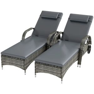 2 Sdraio e Sedie da Esterno Grigie con Comode Funzionalità Relax - Product Image 5