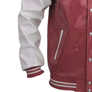 Chaqueta Bomber Unisex de Cuero PVC Estilo Universitario con Cuello Alto y Logotipo Frontal Personalizable, Estilo Urbano - Product Image 4