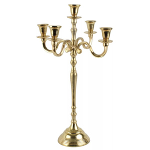 Candélabre de luxe en métal argenté de 105 cm de haut, 5 bras, centre de table élégant pour mariage, porte-bougie de sol en aluminium poli pour événement - Product Image 3