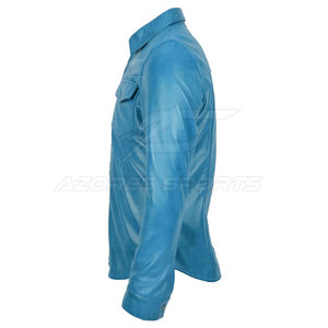 Camisa de Cuero para Hombre de Alta Calidad, Cierre de Botones Cubiertos Moderno, Acabado Liso, Ajuste Cómodo, Manga Larga, Duradera, Transpirable - Product Image 5