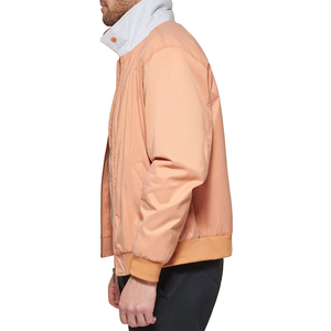Blouson bomber orange pour homme avec col rabattable, fermeture éclair, style décontracté, coupe-vent, en toile de polyester, pour l'automne - Product Image 3