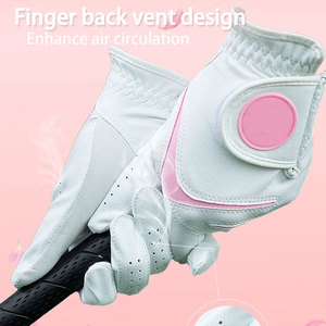 Gants de golf pour femmes en cuir PU antidérapant, paire pour main gauche et droite, impression de logo couleur personnalisée, vêtements de sport, gants de golf - Product Image 4