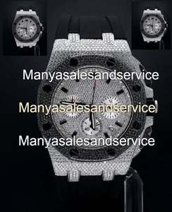 Reloj de Acero Inoxidable con Diamante Moissanite Blanco, Esfera Negra, Resistente al Agua 10 Bar, para Ocasiones Especiales, Uso Diario, Regalo para Él - Product Image 3