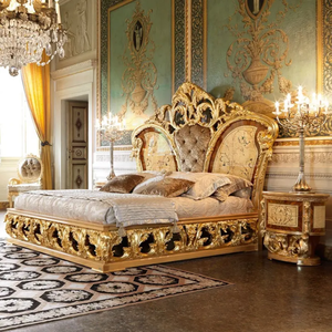 Juego de Muebles de Dormitorio de Lujo con Acabado Dorado, Diseño de Mariposa, Estilo Europeo, Tamaño King, en Madera de Caoba, con Almacenamiento - Product Image 3